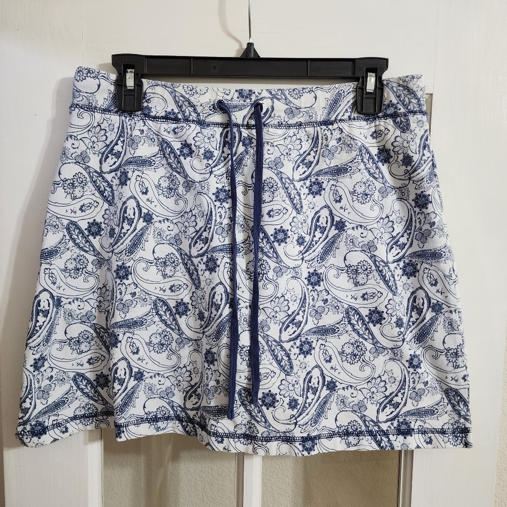 New York Laundry Paisley Skort Blue Shock Drawstring Stretch Large